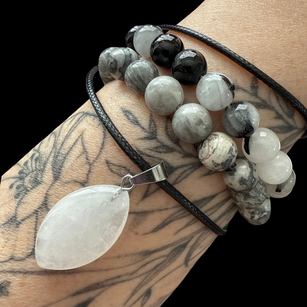 Gemstone Beaded Bracelet Necklace Bundle Jewelry Unisex Fashion Accessories New